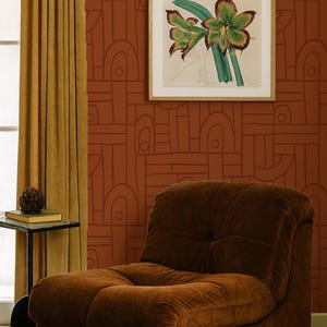 Deco Tile Wallpaper, sequoia red