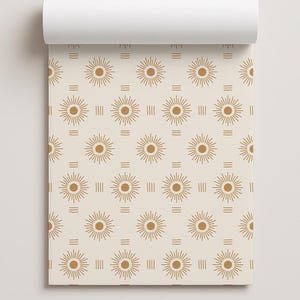 Sun Rays Contact Paper, off-white and toffee