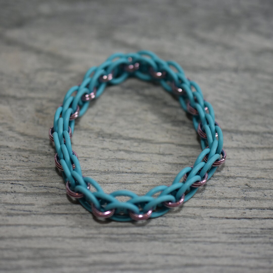 Light Blue and Purple Chainmail Bracelet - Helms Weave With Rubber ...