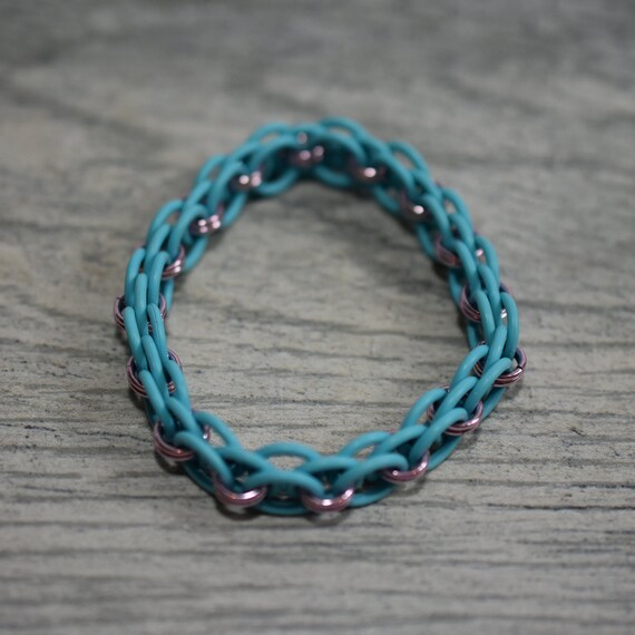 Light Blue and Purple Chainmail Bracelet Helms Weave With - Etsy