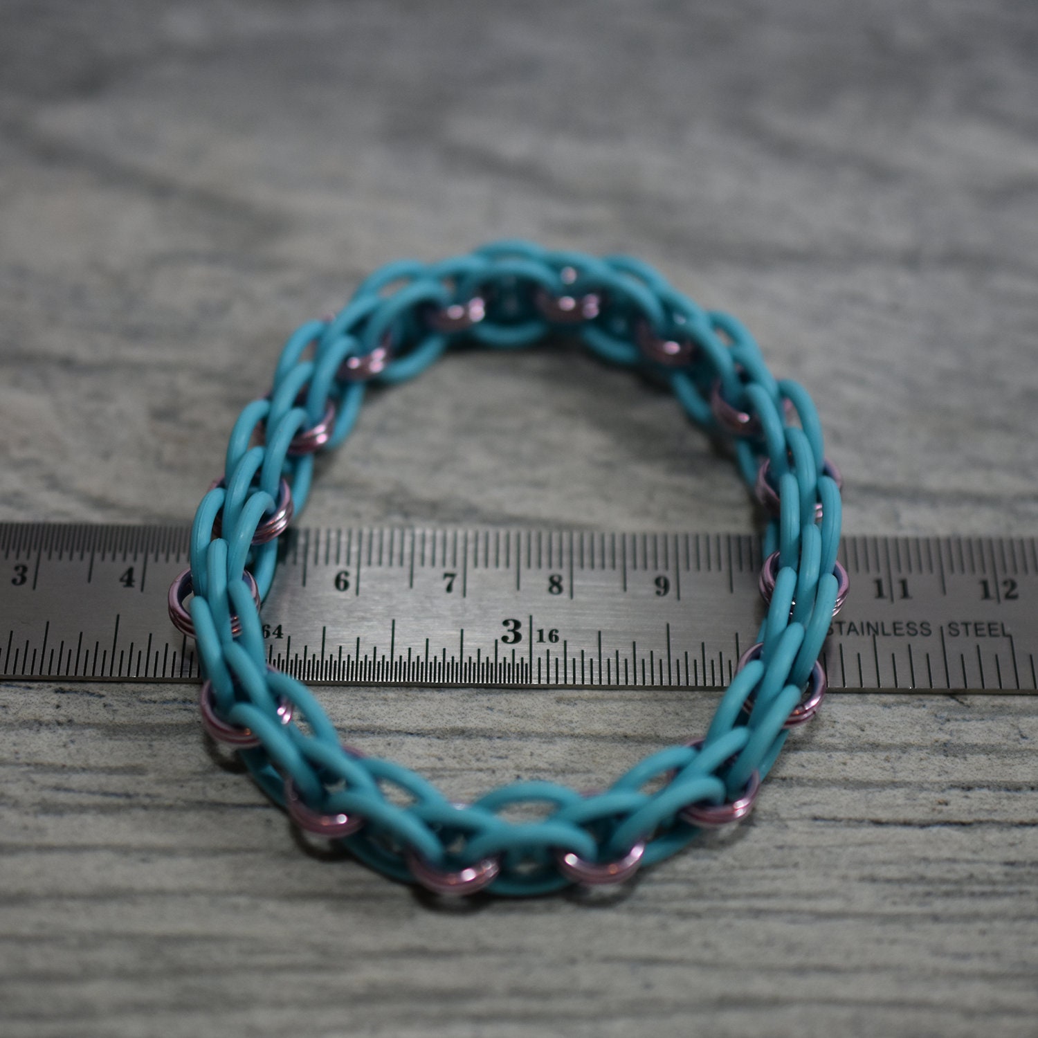 Light Blue and Purple Chainmail Bracelet Helms Weave With Rubber Rings ...