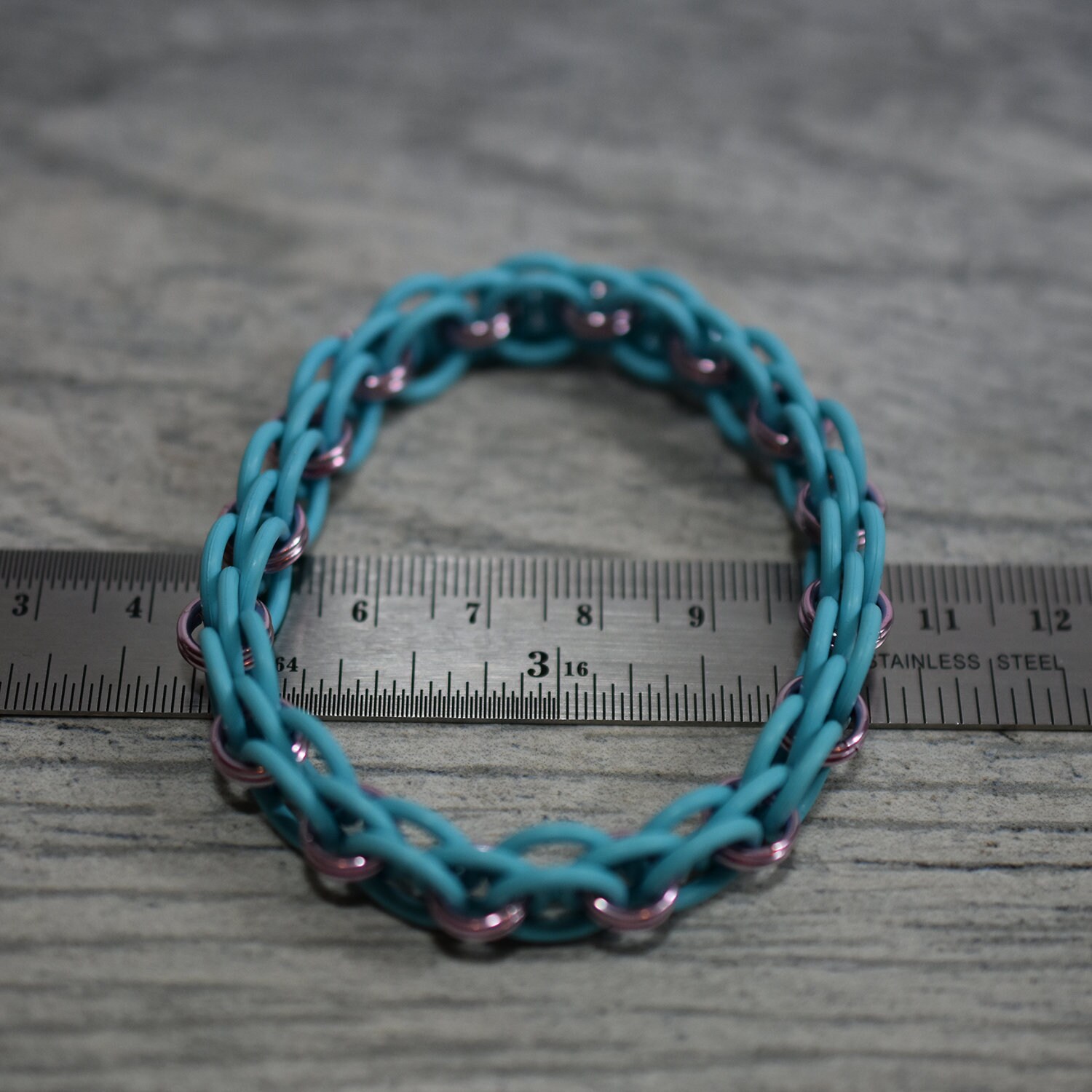 Light Blue and Purple Chainmail Bracelet - Helms Weave With Rubber ...
