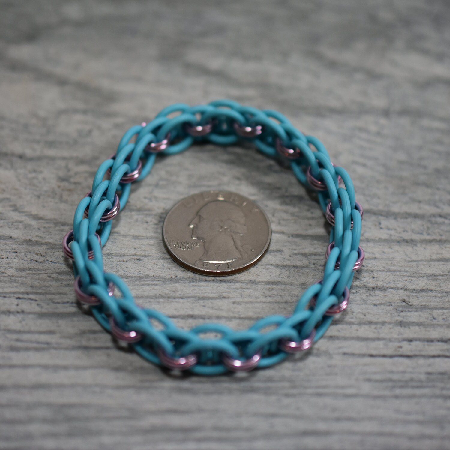 Light Blue and Purple Chainmail Bracelet - Helms Weave With Rubber ...