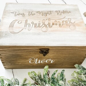 Personalised wood Christmas Eve box image 1