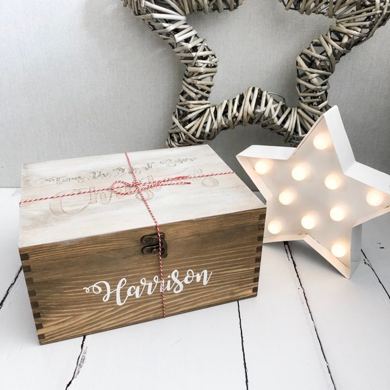 Personalised wood Christmas Eve box image 4