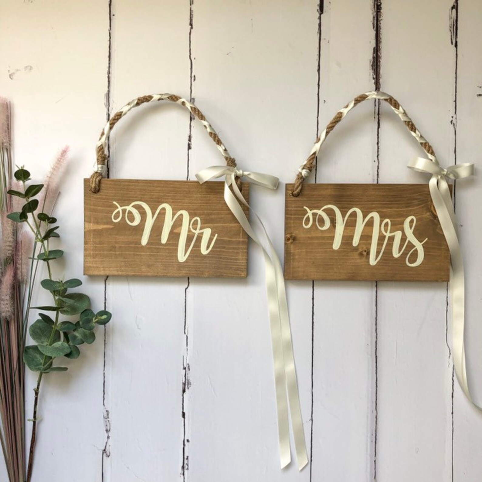 Mr and Mrs Wedding Chair Sign Rustic Wedding Signs Bride Etsy