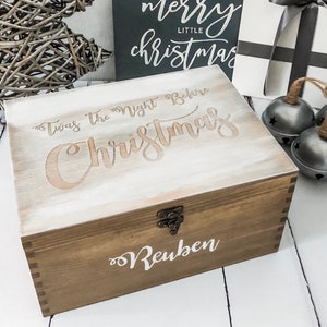 Personalised wood Christmas Eve box image 3