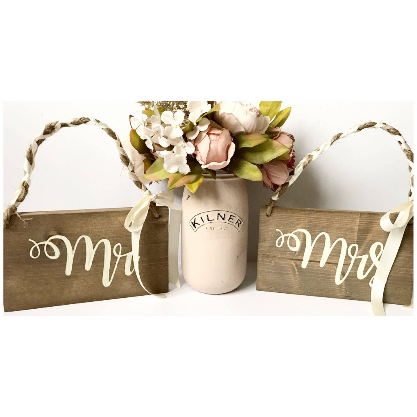 Mr and Mrs Wedding Chair Sign Rustic Wedding Signs Bride Etsy