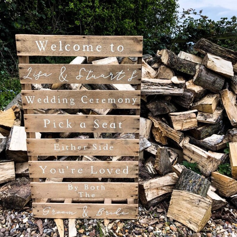 Personalised Wedding Pallet Sign With Seating Peom for Etsy