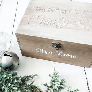 Personalised wood Christmas Eve box image 2