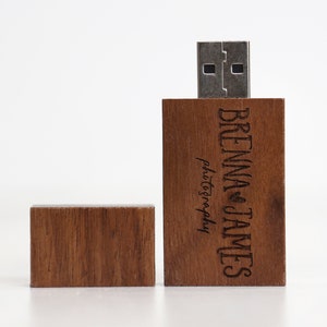 Walnut Wood USB with Personalization | Wedding Flash Drive | Engraved Walnut Flash Drive