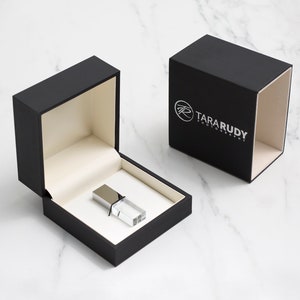 Black Soft Touch USB Box  + Crystal USB with Personalization  | Wedding Flash Drive Bundle