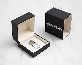 Black Soft Touch USB Box  + Crystal USB with Personalization  | Wedding Flash Drive Bundle