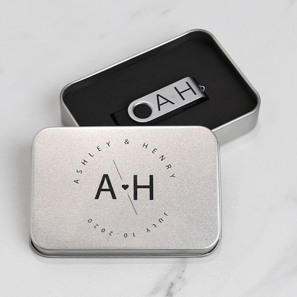 Metal USB Tin + Metallic Swivel Drive with Full Color Printing | Personalized Flash Drive