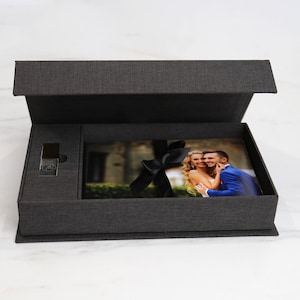 Carbon Fabric USB Box 5x7 + Crystal Drive with Personalization | Photo Box | Wedding USB Box