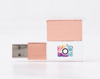 Crystal USB with Personalization | USB Flash Drive with Full Color Printing | Wedding Flash Drive
