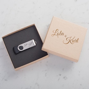 Kraft USB Box + Metallic Swivel Drive with Personalization | Kraft Box | Wedding USB