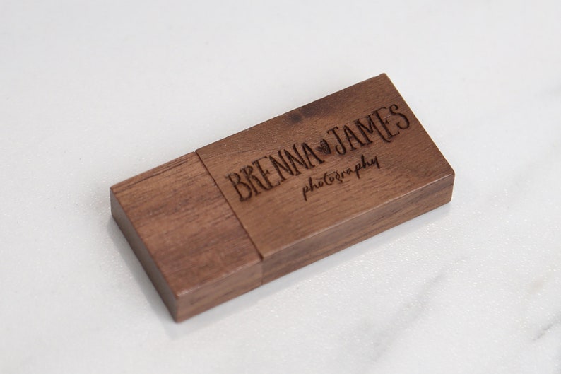 Wooden Lid Walnut USB Box Walnut USB with Engraving Personalized USB Box image 6