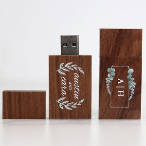 Walnut Wood USB with Full Color Printing | Personalized Walnut Flash Drive | Wedding Flash Drive