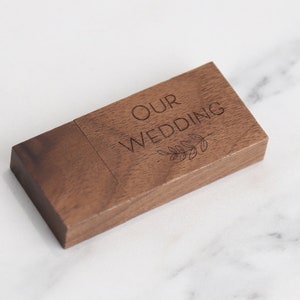 Wooden Lid Walnut USB Box Walnut USB with Engraving Personalized USB Box image 5