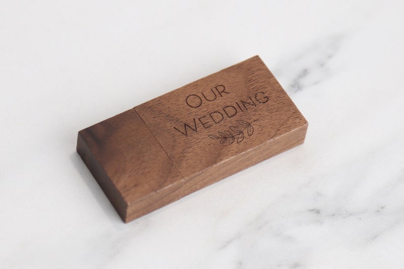 Wooden Lid Walnut USB Box Walnut USB with Engraving Personalized USB Box image 5