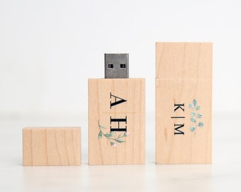 Maple Wood USB with Full Color Printing | Personalized USB Flash Drive | Wedding Flash Drive