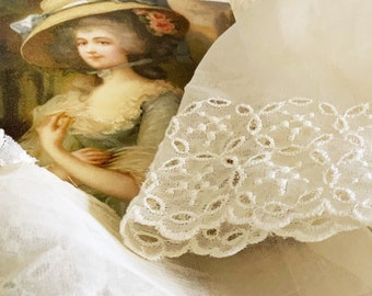 Ethereal Embroidered Organdy - Vintage - Very fine & Gauzy - Craft Create Dolls Lampshades Pillows