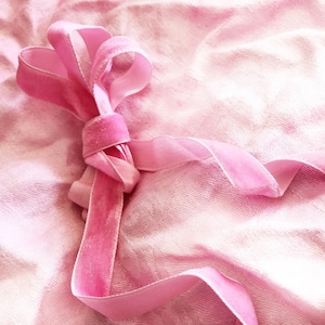 Vintage roze fluwelen lint - Shabby Chic fluwelen lint