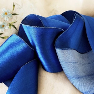Soft Floppy Weighty Vintage Royal Blue Rayon Satin Ribbon - Haberdashery Millinery Vintage Supplies