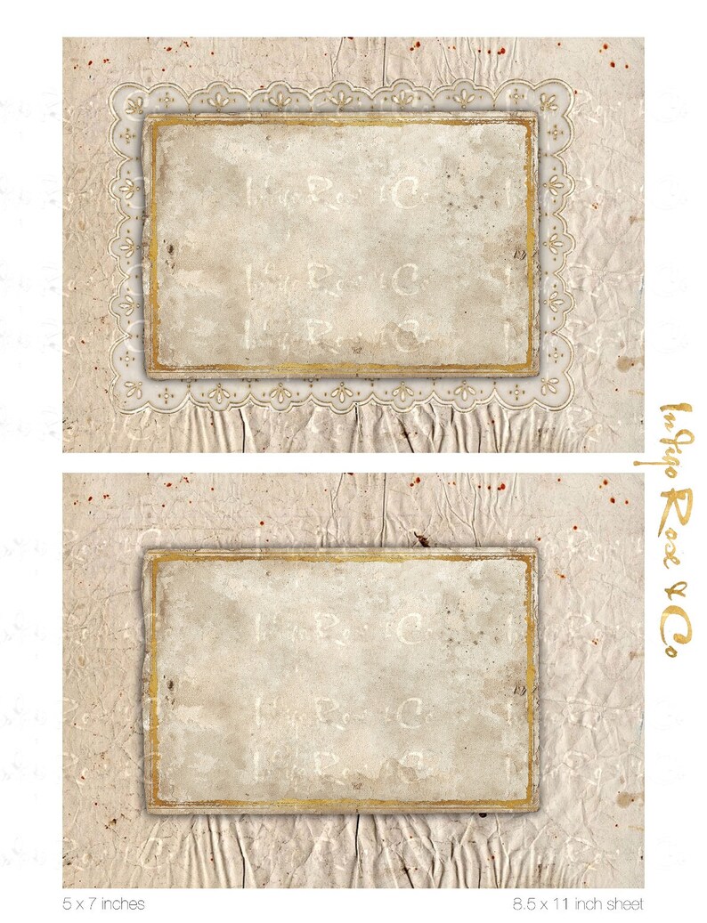 PAPERPACK #1 Grunge Old Paper Pages Gilt Framing Scrapbook Background Photo Mat Lace Craft Digital Download Printable Collage Decoupage