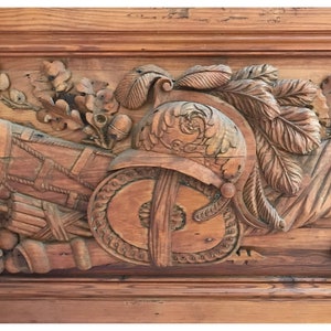 FANTASTIC French Antique Panel - Hand Carved Wood - Ornate Crest - Architectural - Wall Decor - Over Door Mantle