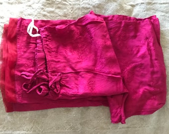 Vintage Deep Cherry Red Pants Ladies Loungewear Damask Roses Label Homework