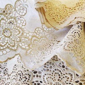 Yardage Pretty Creamy Vintage Anglaise Lace - Eyelets - Craft Petticoats