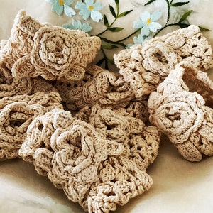 Handmade Hand Crocheted Vintage Serviette Rings - 3D Roses