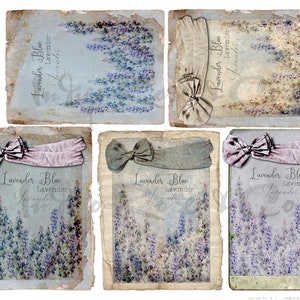 CARTÃO DE FELICITAÇÕES Cartão de presente Aquarela Pintado à mão Lavanda Campo Design Etiqueta PRINTABLES Fita Arco Jardim Álbum de recortes Diário Download digital