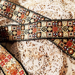 Vintage Hand Bestickte Borte - Herbst - Handwerk Kostüme Taschen Kissen