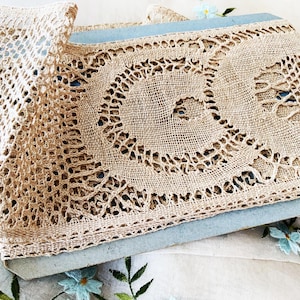 Handmade French Vintage Natural Linen Bobbin Lace