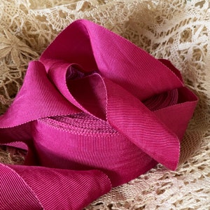 Floppy Vintage Silk, Cotton & Rayon Petersham - Burgandy Pink