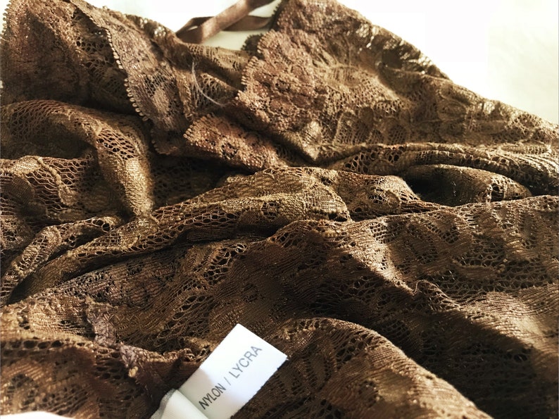 Vintage Stretch Lacy Brown Net Cotton Tunic Dress UnderDress PreLoved Layer