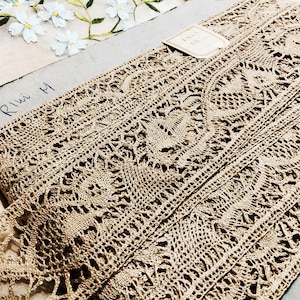 Handmade Natural French Vintage Linen Lace - Bobbin Lace