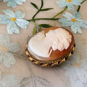 Vintage Hand Carved Shell Cameo Pendant / Pin