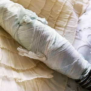 3 m Seide Chiffon - Sea Breeze - bunte Band Recycled Vintage - Handwerk Puppen Hüte Schmuck Band Stickerei Slow Stitching