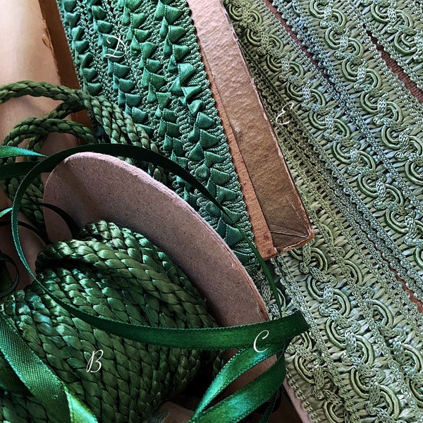 Vintage Braids & Trims - Shades of Green - Passementerie Cushions Lampshades