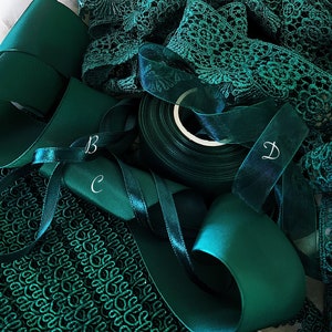 Vintage Braids & Ribbons - Deep Pine Greens - Craft Passementerie Cushions Lampshades