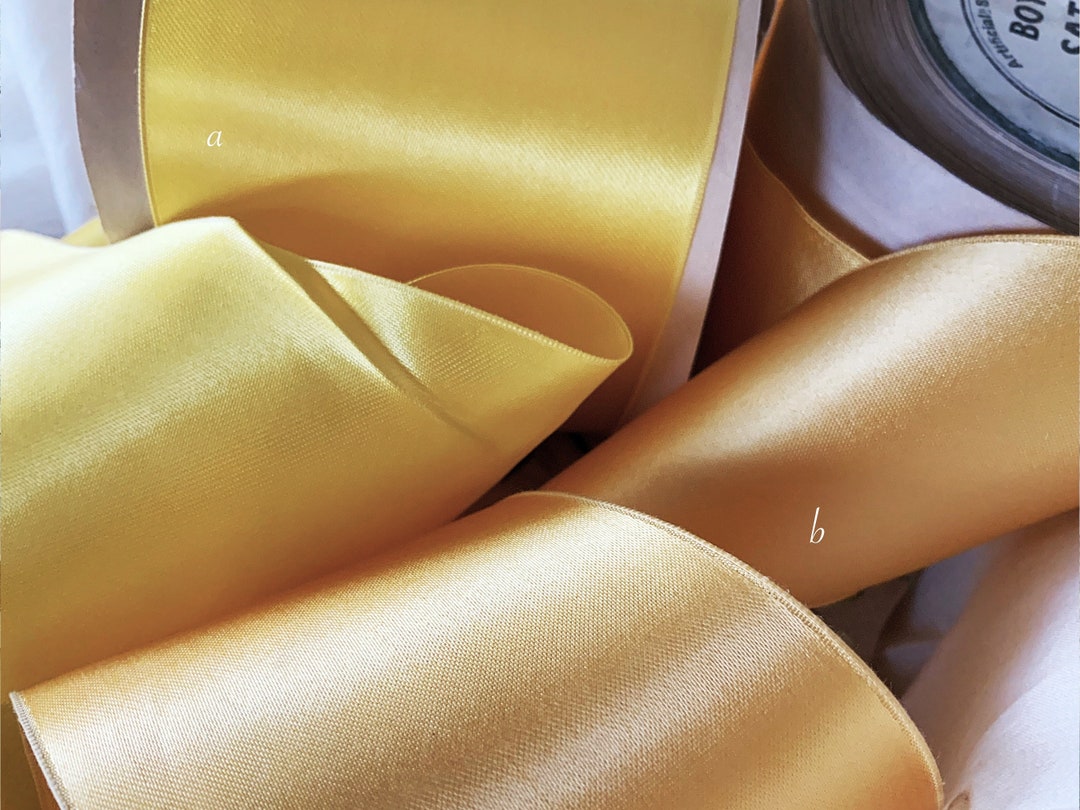 Vintage Yellow Rayon Satin Ribbons - Craft Dolls Haberdashery Millinery ...