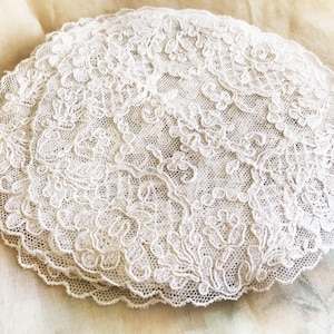 Beautiful Vintage White Fine Vintage Slightly Oval Tulle Lace Doily.