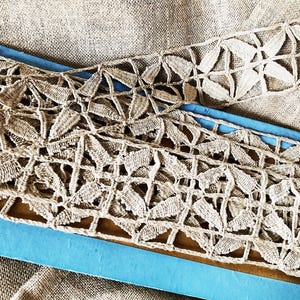 Beautiful Handmade French Vintage Natural Linen Bobbin Lace