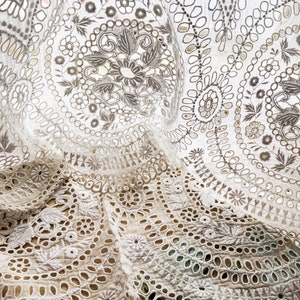 Fabulous Heavily Hand Embroidered white French Antique Salvage - Copious detail - NeedleLace - Collectible Study RePurpose Craft Dolls