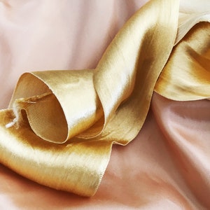 Washed Floppy Vintage Goldy Rayon Satin Ribbon - Haberdashery Millinery Vintage Supplies