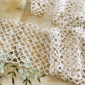 Meterware Vintage Handarbeit Tatted Lace - Bergung - Handwerk Puppen Kostüme Kragen Manschetten